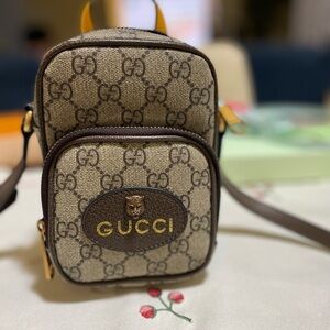Gucci Signature GG Canvas Belt Bag in Beige and Brown